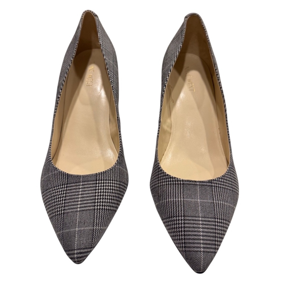 Nine West Plaid Block Heel Pumps. Sz 8 1/2. Preppy, Academia, Office, Classic.